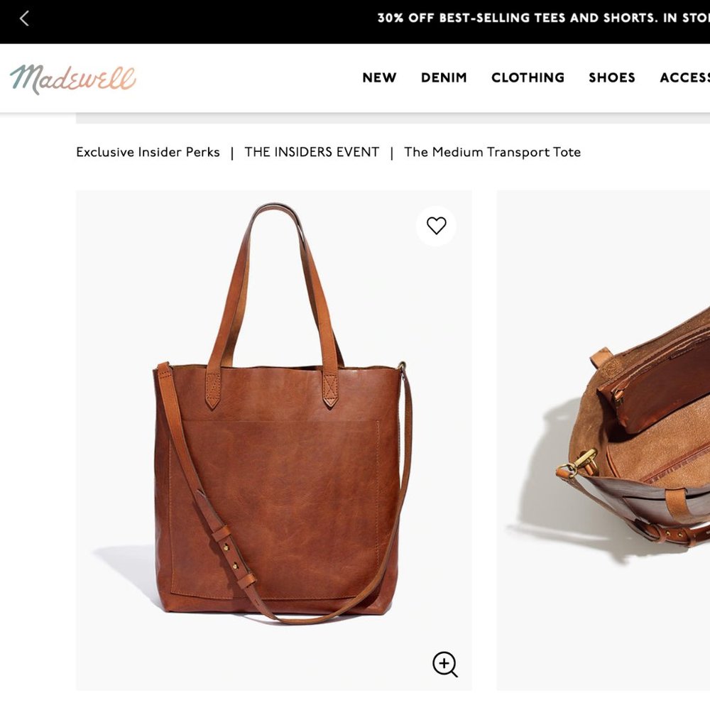 Madewell Saddle Brown Suede Medium Transport Tote